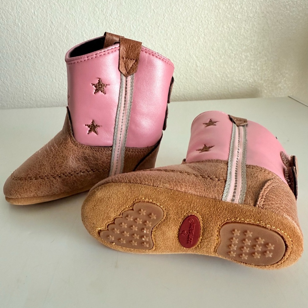Charming Pink and Brown Star Kids Boots - Picture 3 of 5